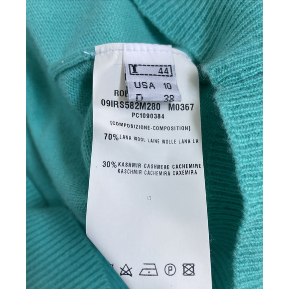 Roberta Scarpa Cashmere Knit Sweater Long Sleeve V Neck Aqua Blue Turquoise 10 M - Picture 7 of 7